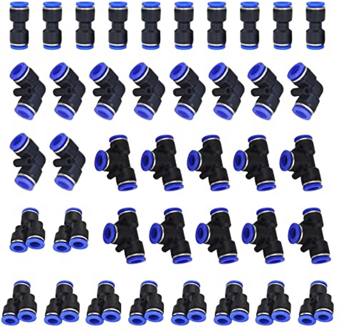 40 stuks pneumatische connectoren 1/4 inch snelkoppelingen - T-, Y- en elleboogfittingen