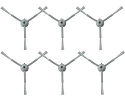 6 stuks Zijborstels - Geschikt voor Eufy G50 Hybrid (SES) - L60 Hybrid (SES) - L60 - L60 SES - L50 - L50 SES - 13cm - Onderdelen - voor robotstofzuiger - grijs
