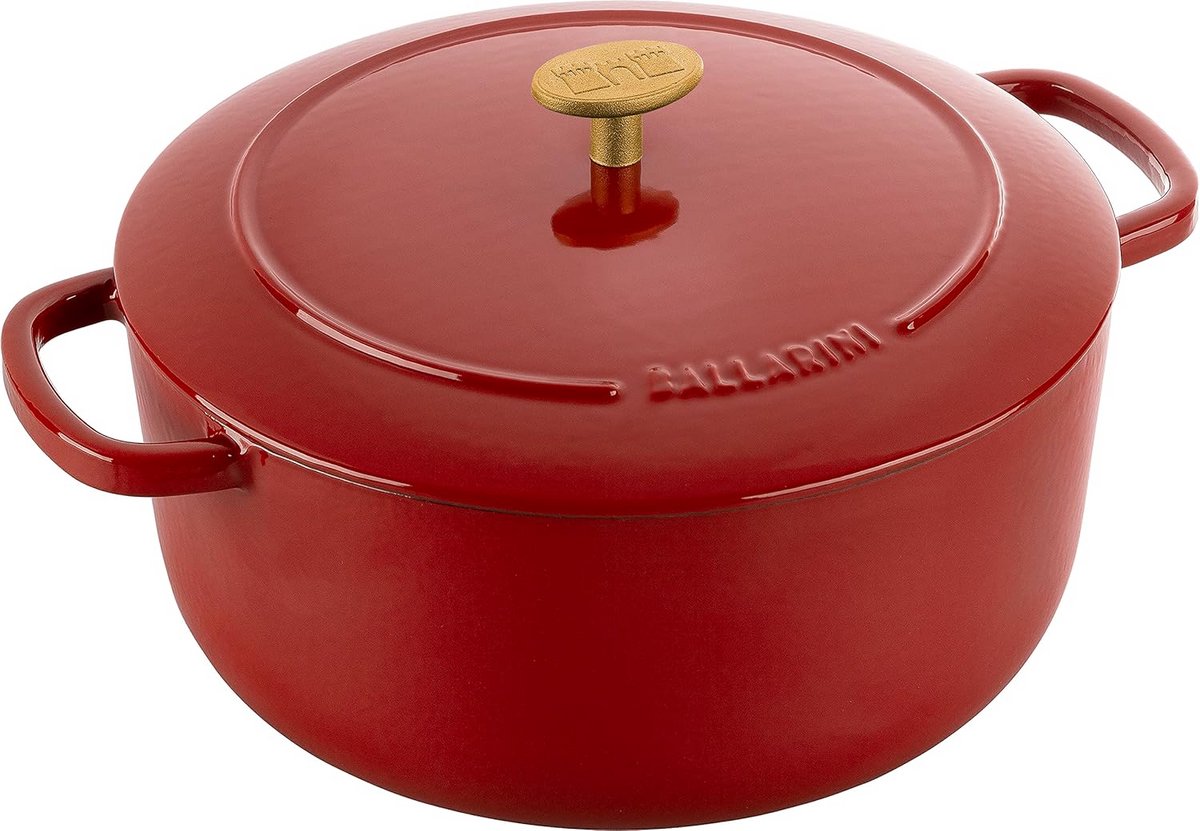 Ronde Ovenschotel van Gietijzer - Geëmailleerd Braadpan - Rood - 20 cm