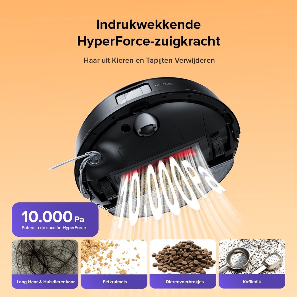 Roborock Q10 S5 Set Robotstofzuiger– 10000 Pa Zuigkracht–Dubbele Anti-klitfunctie–VibraRise 2.0-Systeem– 8 mm Dweillift– PreciSense LiDAR-navigatie–Obstakelvermijding– APP–Zwart-2 Dweilen — afbeelding 4
