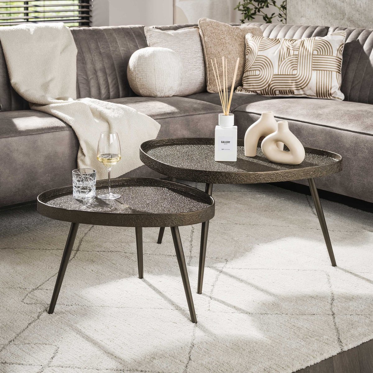 PS-Collection Salontafel Contour Driehoekig Set van 2 Brons - salontafels rond, salontafels, salontafel zwart, salon tafel, salontafel rond, salontafel industrieel, salontafel vierkant, salontafel marmer