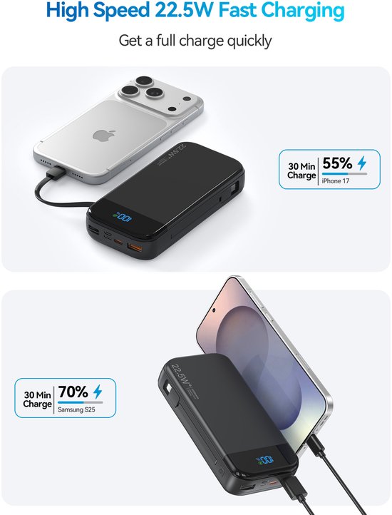 Powerbank 30.000 mAh - 22.5W Snellader ... - De Beste Powerbanks