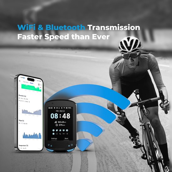 Fietsnavigatie-Fietscomputer-Fietsnavigatie gps voor fiets-Eenvoudig in gebruik-Fietsencomputer met kleurenscherm - draadloze fietscomputer - routeplanning en -navigatie - ondersteunt wifi en Bluetooth -Inclusief schermbeschermer van Merkloos — afbeelding 3