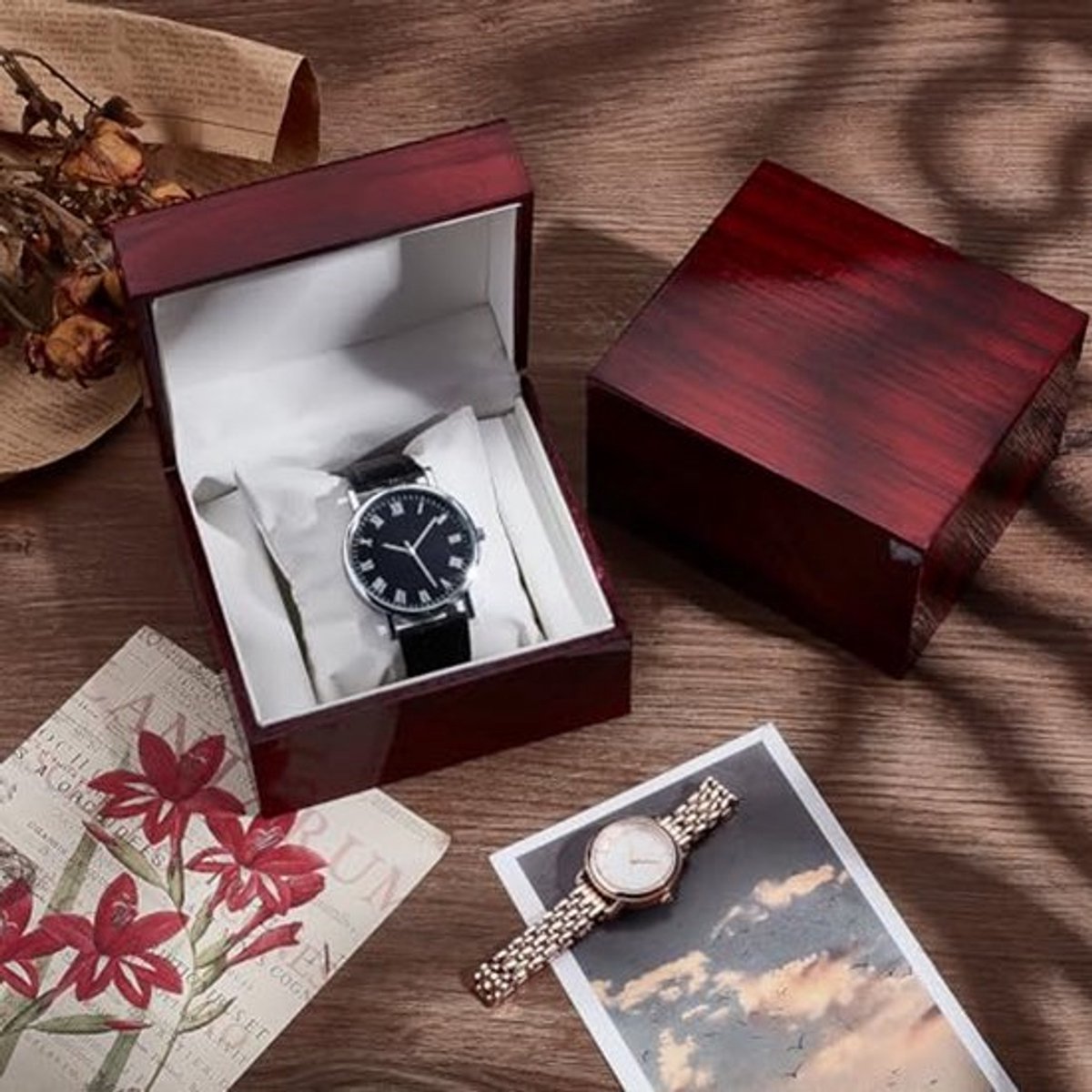 Houten Geschenken Dozen - Met Afneembaar Kussen - Opbergorganizer Voor Horloges