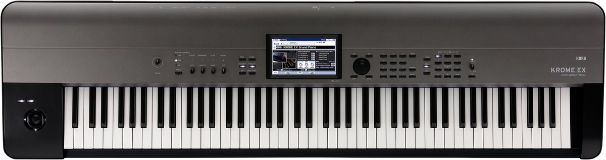 KORG KROME EX 88 Synthesizer – 88 gewogen toetsen, uitgebreide EDM-soundset, USB, grijs-metallic