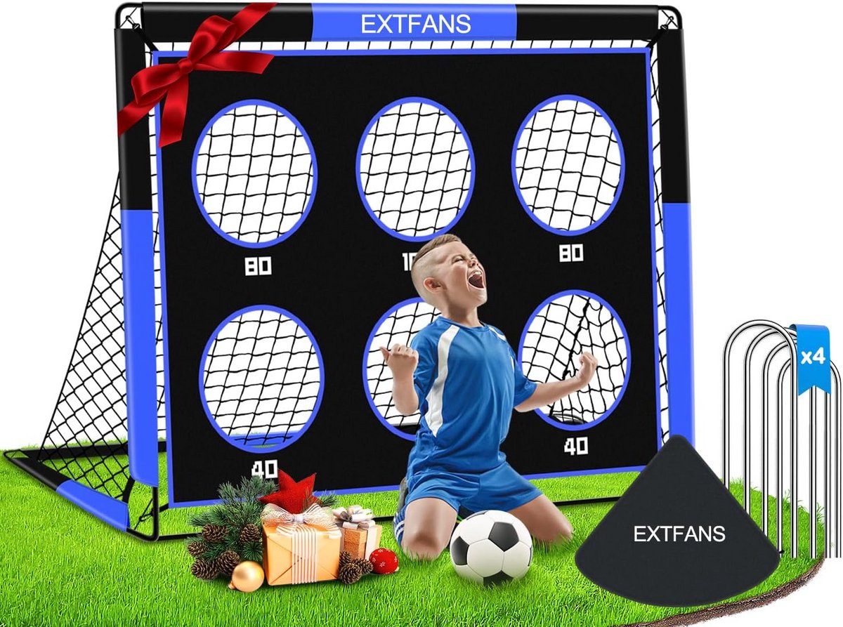 Opvouwbaar Kinder Voetbaldoel 2-in-1 120x90 cm - 6 Doelen + Draagtas - Geschikt voor Tuin Strand Park - Blauw