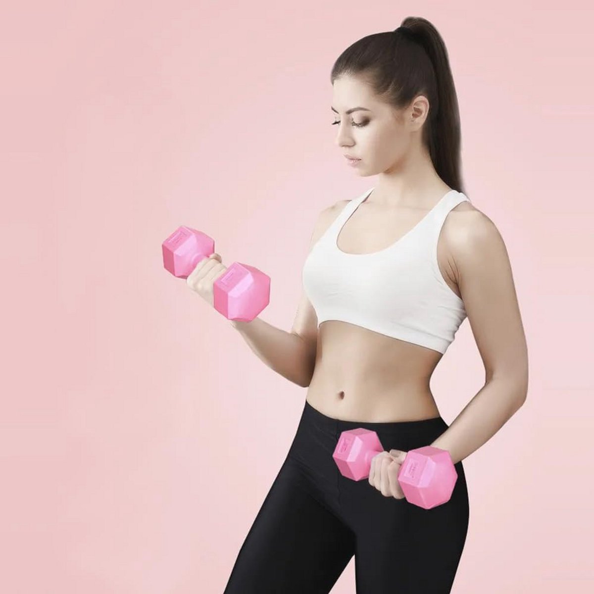 Set van 2 halters - zeshoekig, antislip - 1 kg tot 4 kg - voor fitness, pilates en krachttraining