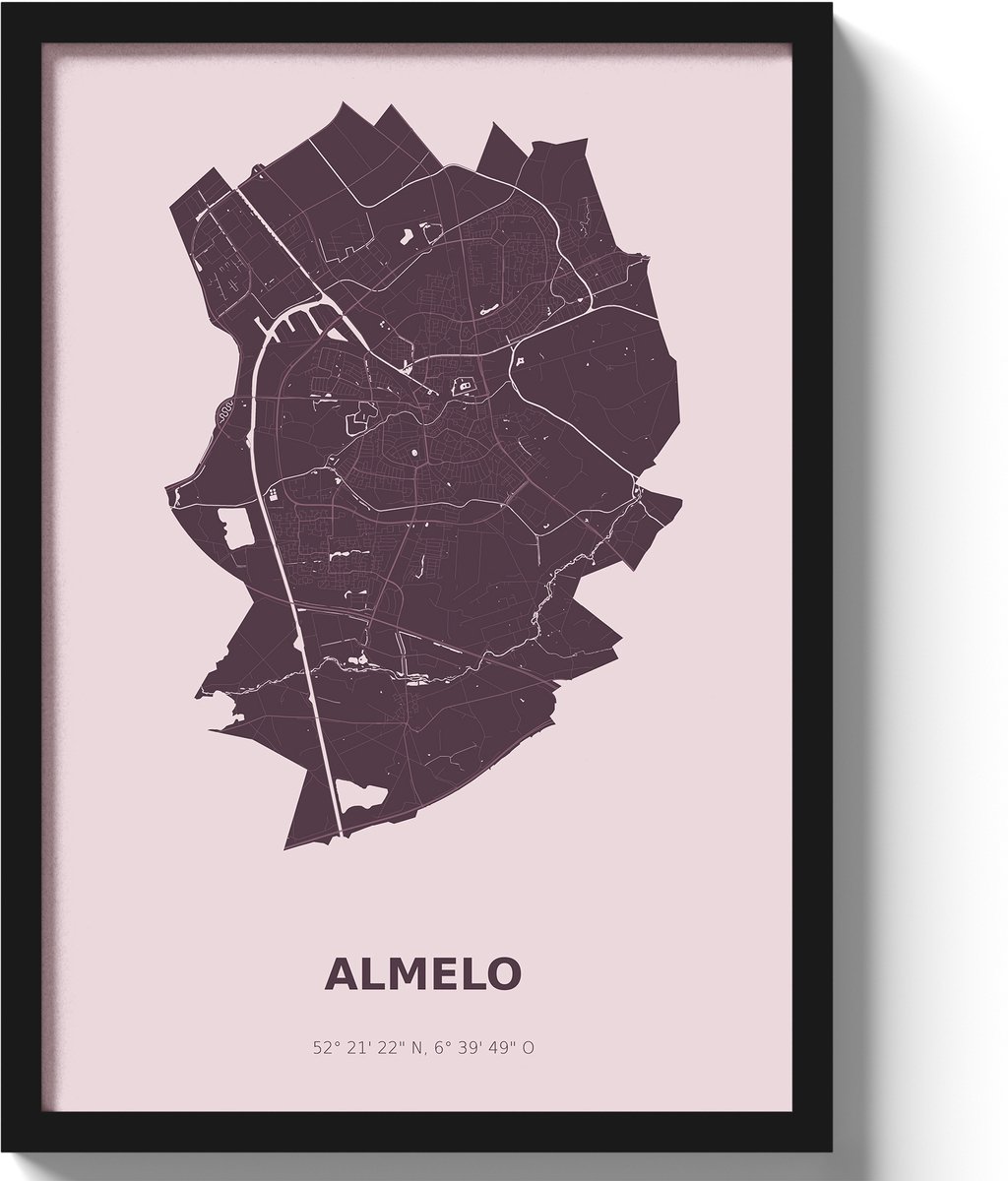 Poster Almelo A3 - 30 x 42 cm - Paars (Exclusief Lijst)