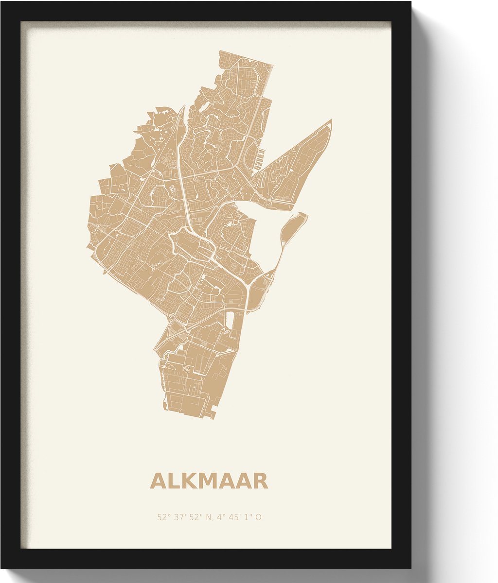 Poster Alkmaar A3 - 30 x 42 cm - Beige (Exclusief Lijst)