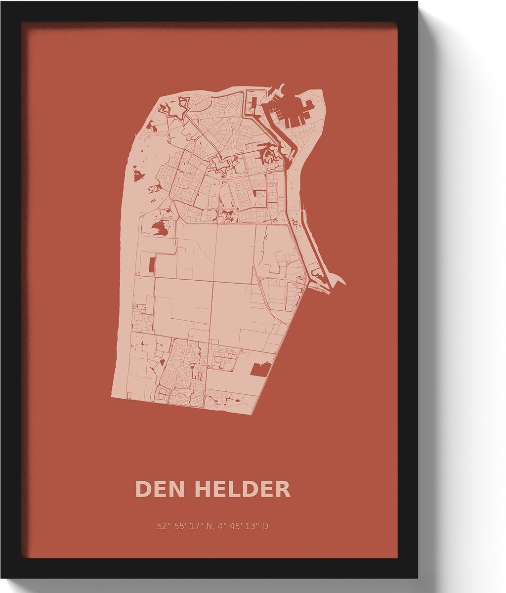 Poster Den Helder A3 - 30 x 42 cm - Rood (Exclusief Lijst)
