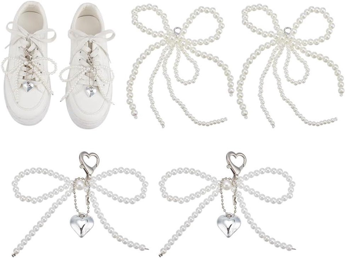 Ronte - Schoenbedels Set van 4 - Vlinderdas & Kant - Schoenaccessoires & Sieraden - Kunststof