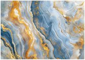 WALLARENA - Fotobehang - 350x250 cm - marmer blauw goud glamour voor slaapkamer en woonkamer