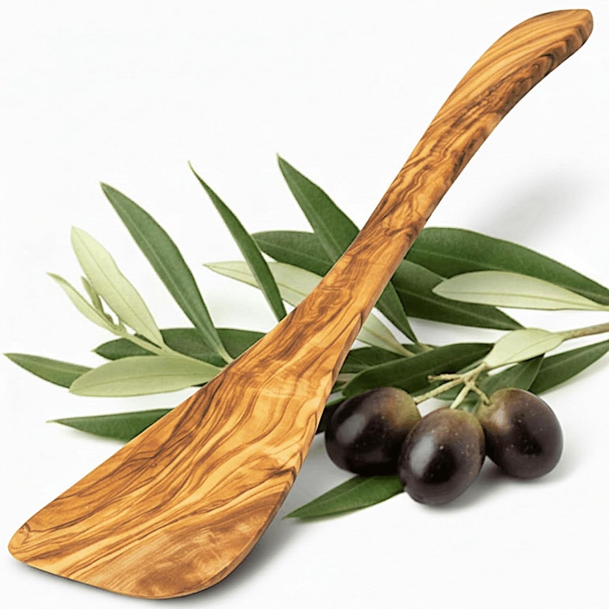 Olijfhout spatel 30 cm - natuurlijke houten roerspatel voor de keuken