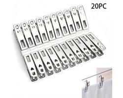 20-Stuks Wasknijpers van roestvrij staal - Stainless Steel Clothespins - Heavy Duty Laundry Clips -wasclips - metalen wasknijpers - kledingclips - wasknijpers voor binnen en buiten - voor kabels, fotosnacks, papiers, gordijnen - zilver