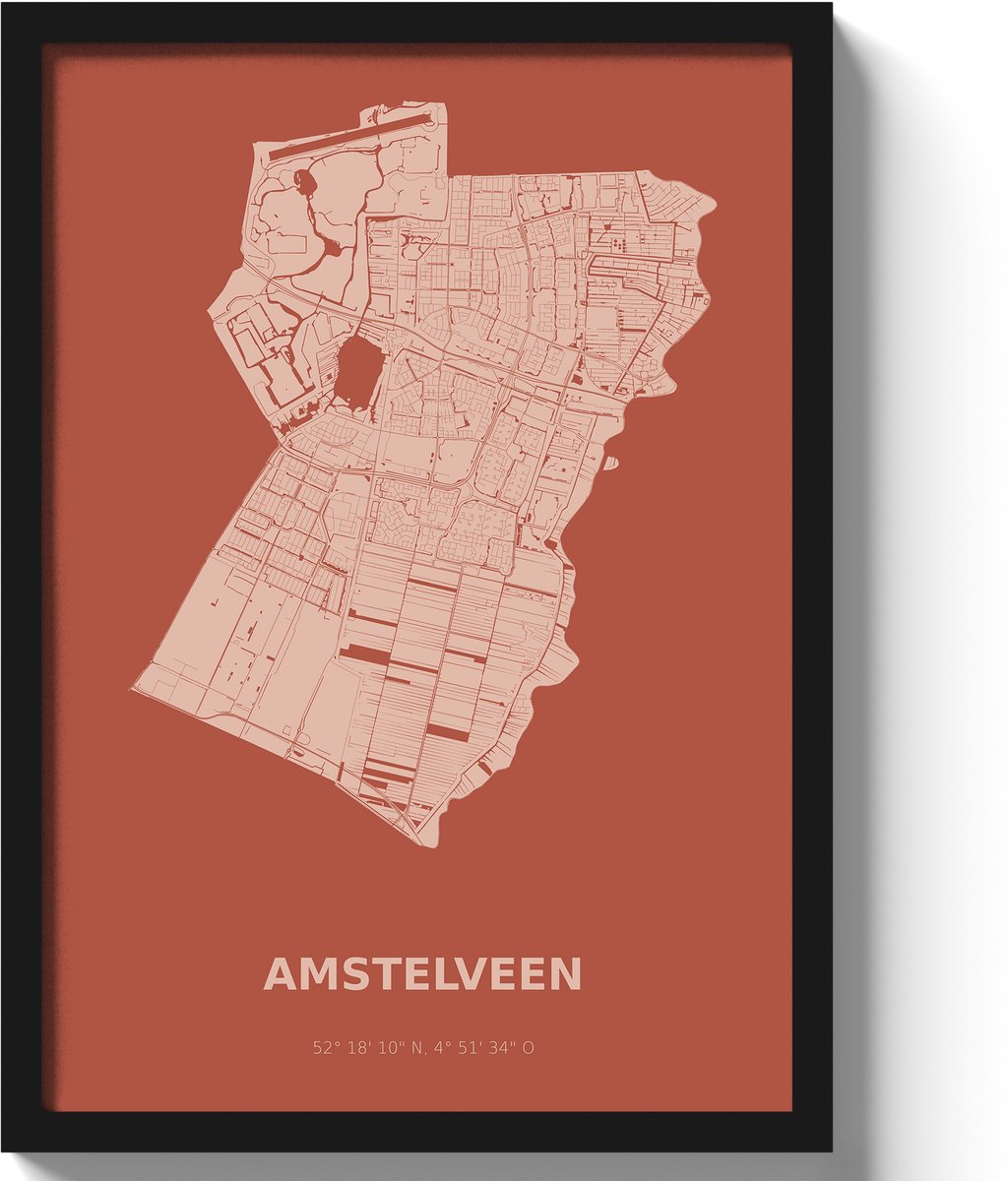 Poster Amstelveen A2 - 42 x 59,4 cm - Rood (Exclusief Lijst)