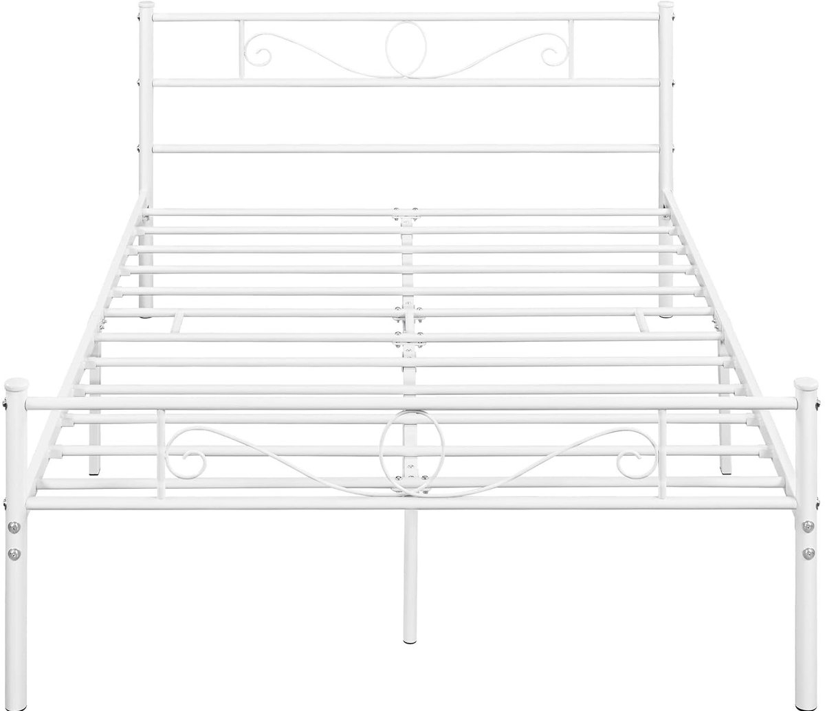 Valencia Metalen Bedframe 140 x 200 cm - Tweepersoonsbed voor Matras 140x200 cm - Logeerbed met Stabiel Metalen Lattenframe en Extra Opbergruimte Onder Bed - Modern Wit –