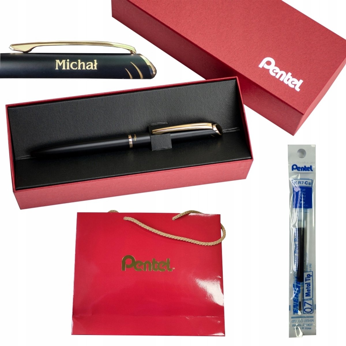 Pentel EnerGel BL2007 Zwarte Vulpen met Gouden Afwerking & Gravure