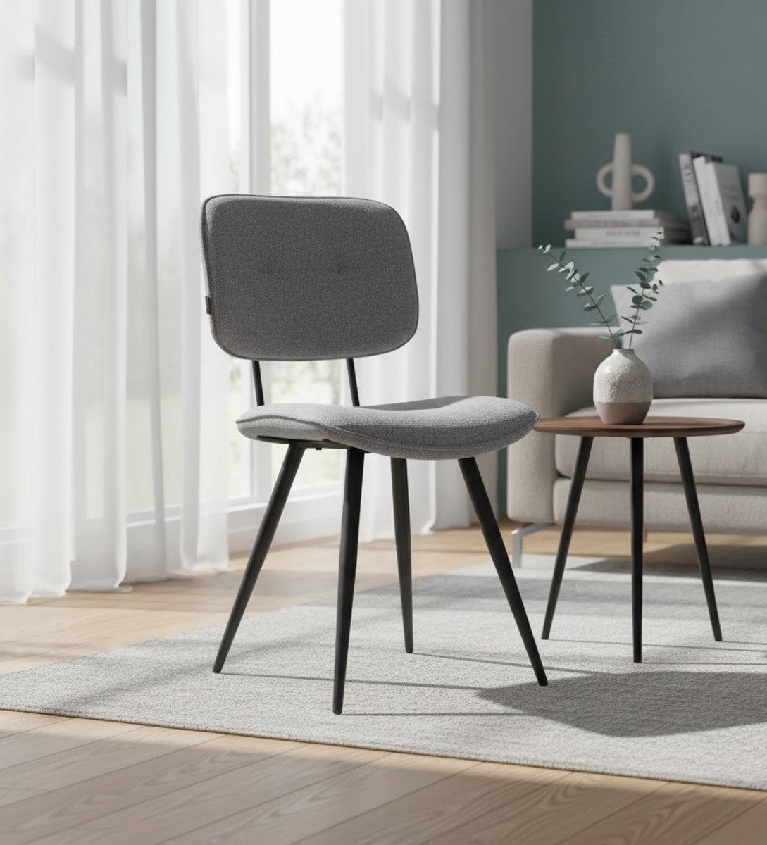 Eetkamerstoel “Zinc Elegance” – Luxe - 49x60x87 cm - – Luxe Comfortabele Stoel Metalen - Medahomestore