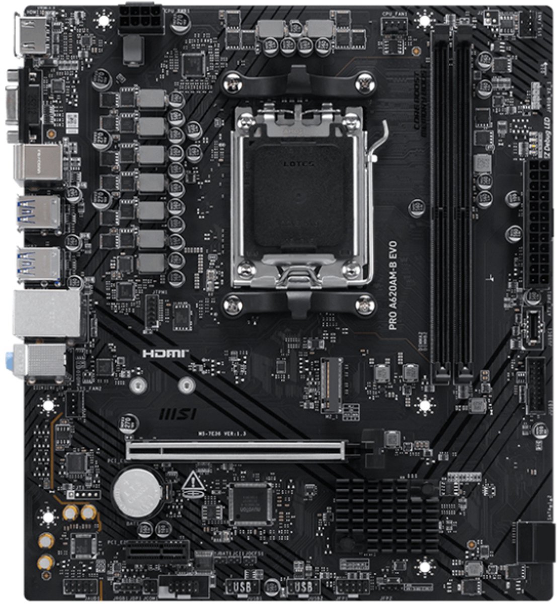 MSI PRO A620AM-B EVO - Moederbord - Socket AM5 - Micro-ATX - AMD A620A chipset