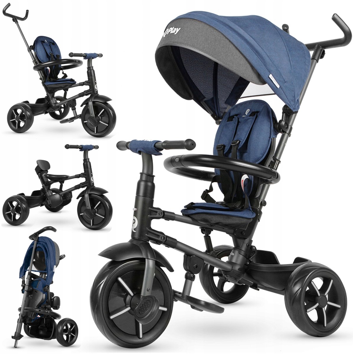Qplay Rito Star 4-in-1 Driewieler Loopfiets Duwstang Rem 0-25kg
