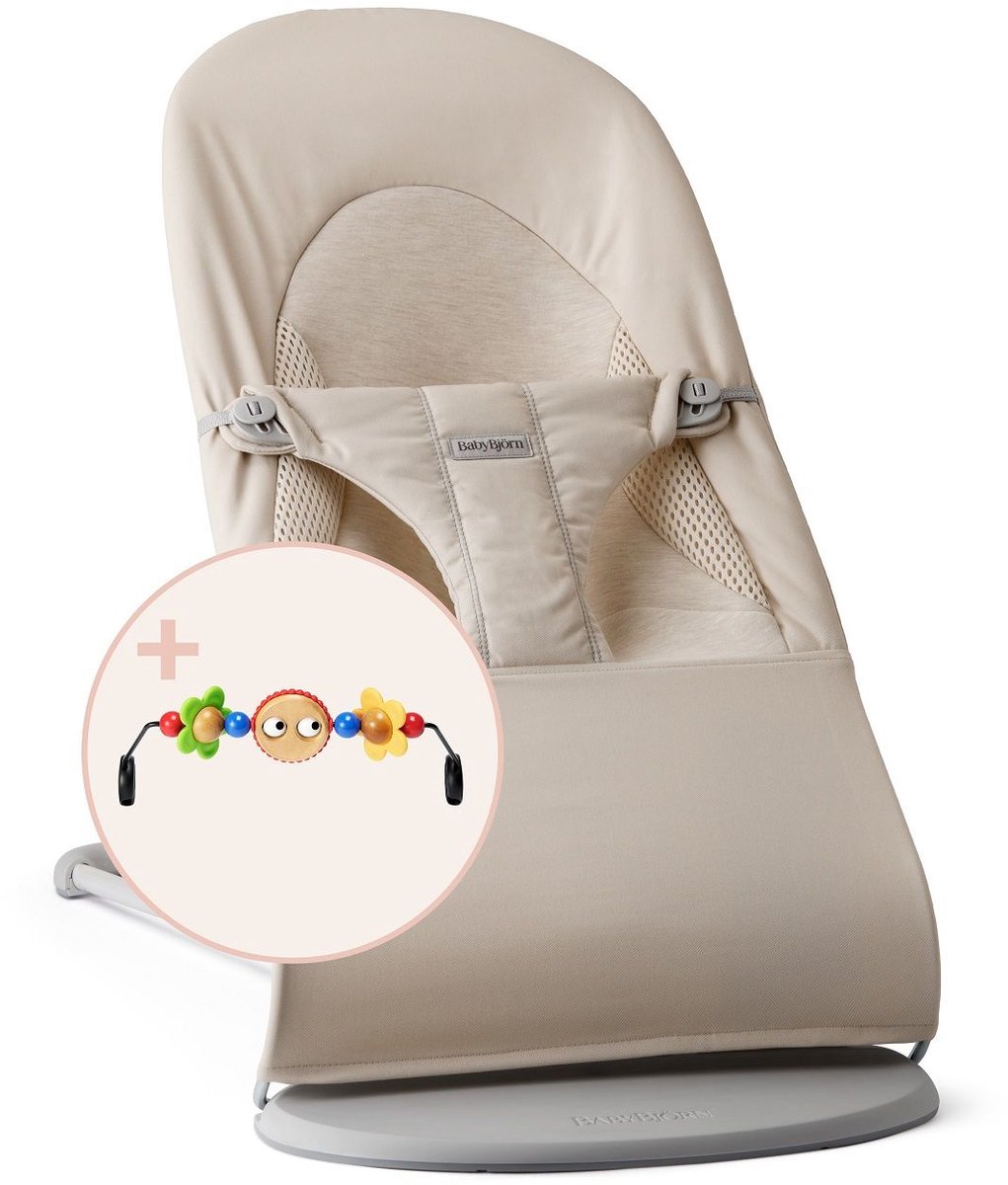 BabyBjörn Wipstoel Balance Soft - Geweven-Jersey - Tri-Fabric - Lichtbeige - Ergonomisch - Verstelbaar - Inklapbaar