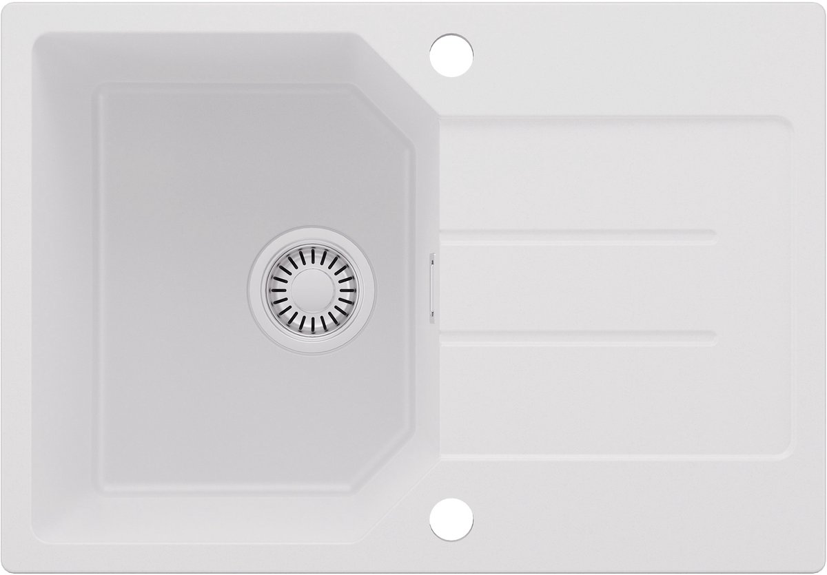 Anycee MAX Spoelbak Keuken 65x45CM - Granieten Spoelbakken - Onderbouw Spoelbak Wit - Met waterafvoersysteem - Voor 40 cm kast