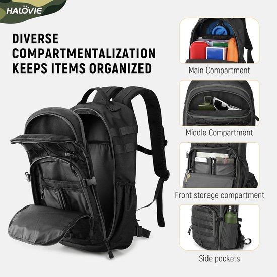 BlesMaller Hengelrugzak met hengelhouders 45L grote hengeltas waterafstotend hengeluitrusting rugzak voor vissen wandelen kamperen trekking