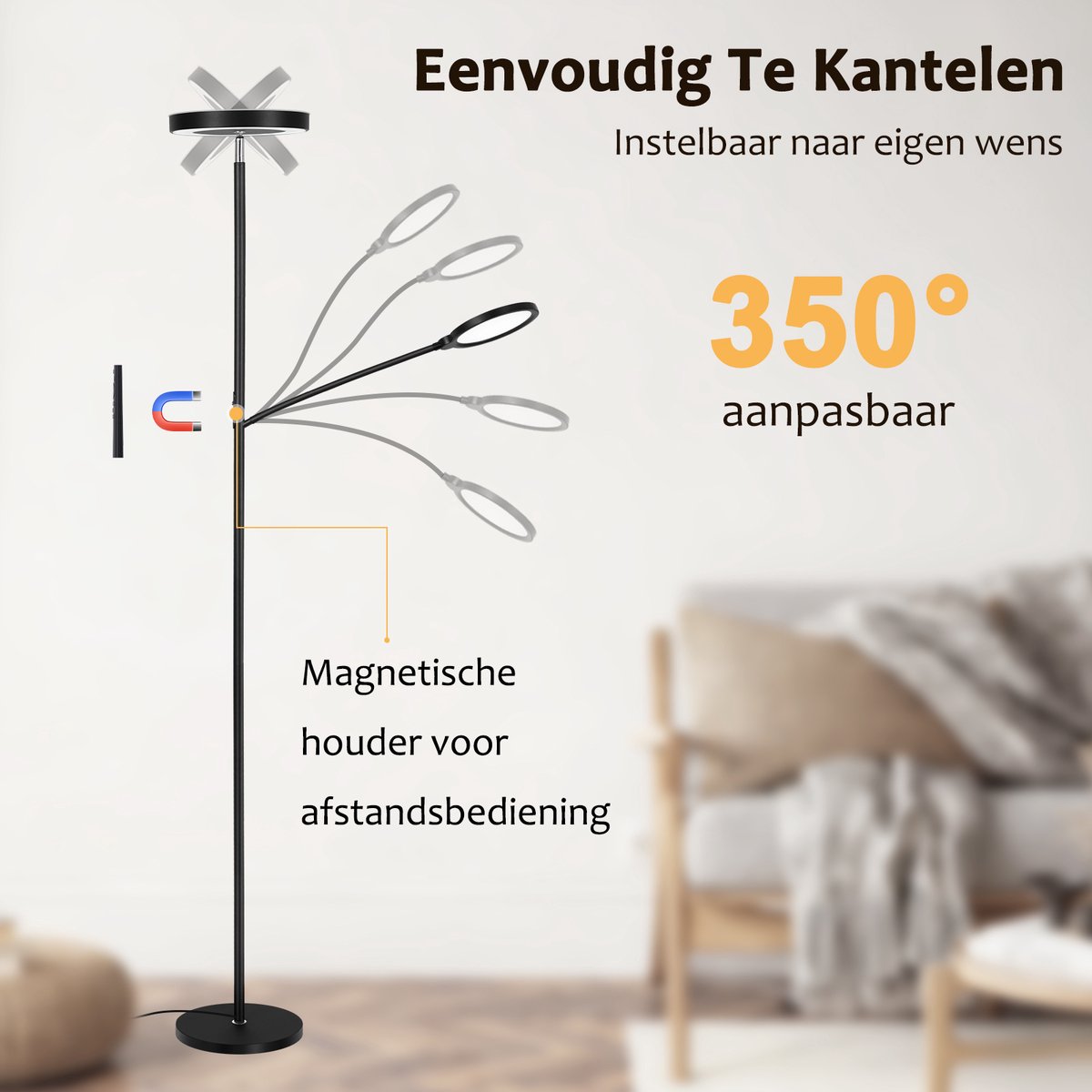 Lopoleis LED Vloerlamp Woonkamer, slaapkamer, bureaulamp - 3000-6000K thumbnail 5