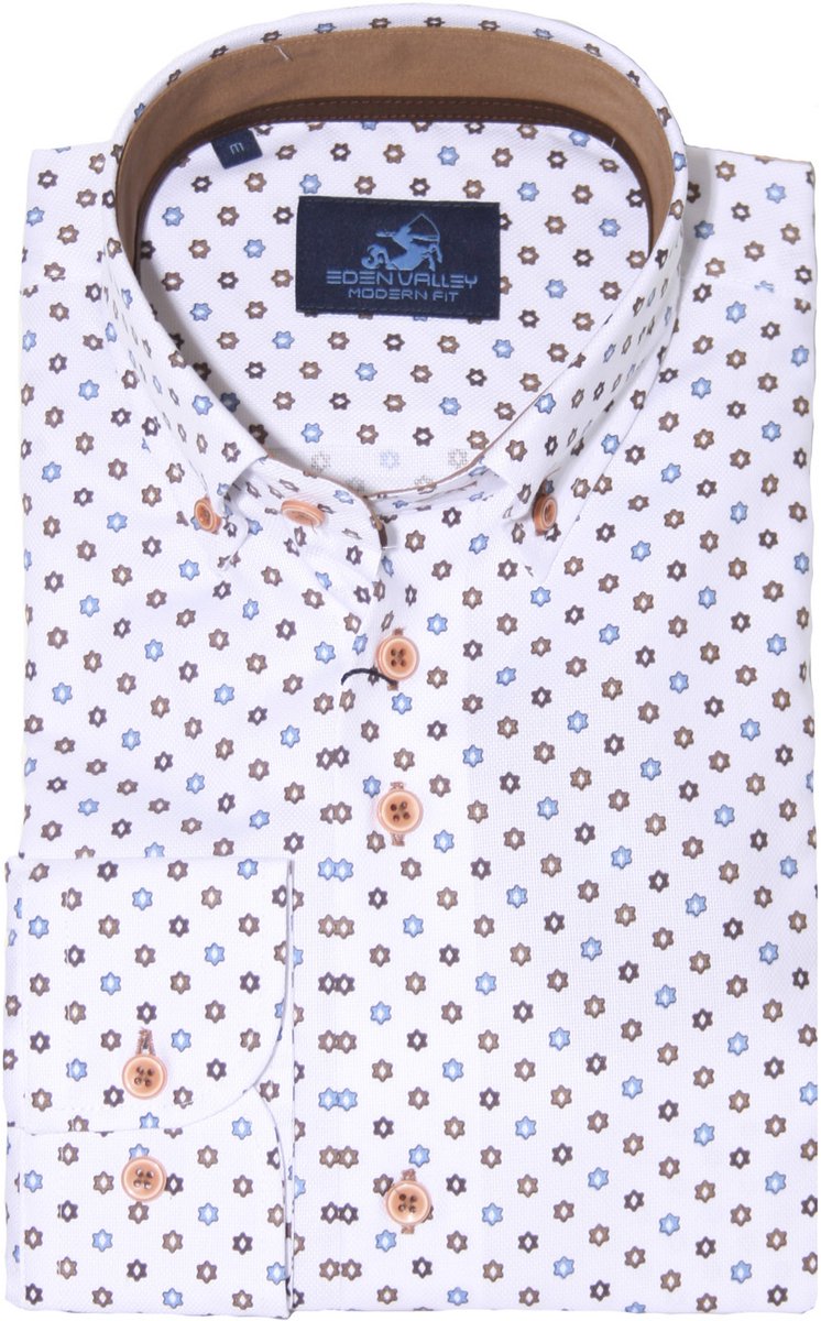 Eden Valley - Lange mouw overhemd - Mannen - 4XL - Wit - Katoen - 514963 Modern fit