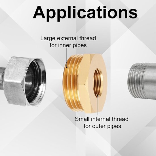 Generic Lead Free Messing Hex Pijp Bushing Reducer Fittings Mannelijk x Vrouwelijke NPT Thread 1: 3/4 NPT Male.Thread 2: 1/2 NPT Female. 5 stuks