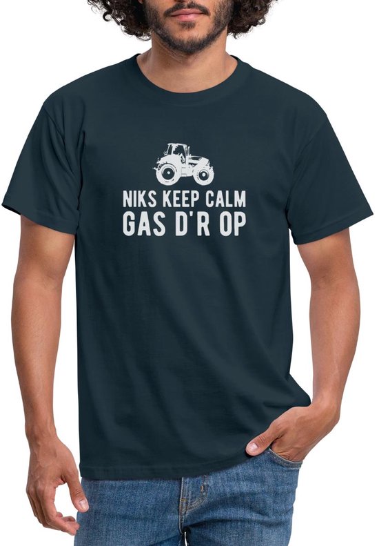 Niks Keep Calm Gas D'r Op Tractor T-Shirt Heren