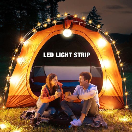 10m Camping Decoratieve Lichtsnoer - Camping Lichtsnoer - Lichtsnoer buiten - Led Lamp Oplaadbaar - Waterdichte Buitenlamp - Kampeerlamp - Lampjes - Lampenslinger - Camping lamp - Warm licht lichtsnoeren - Voor kamperen, stroomuitval en noodgevallen van Merkloos — afbeelding 4