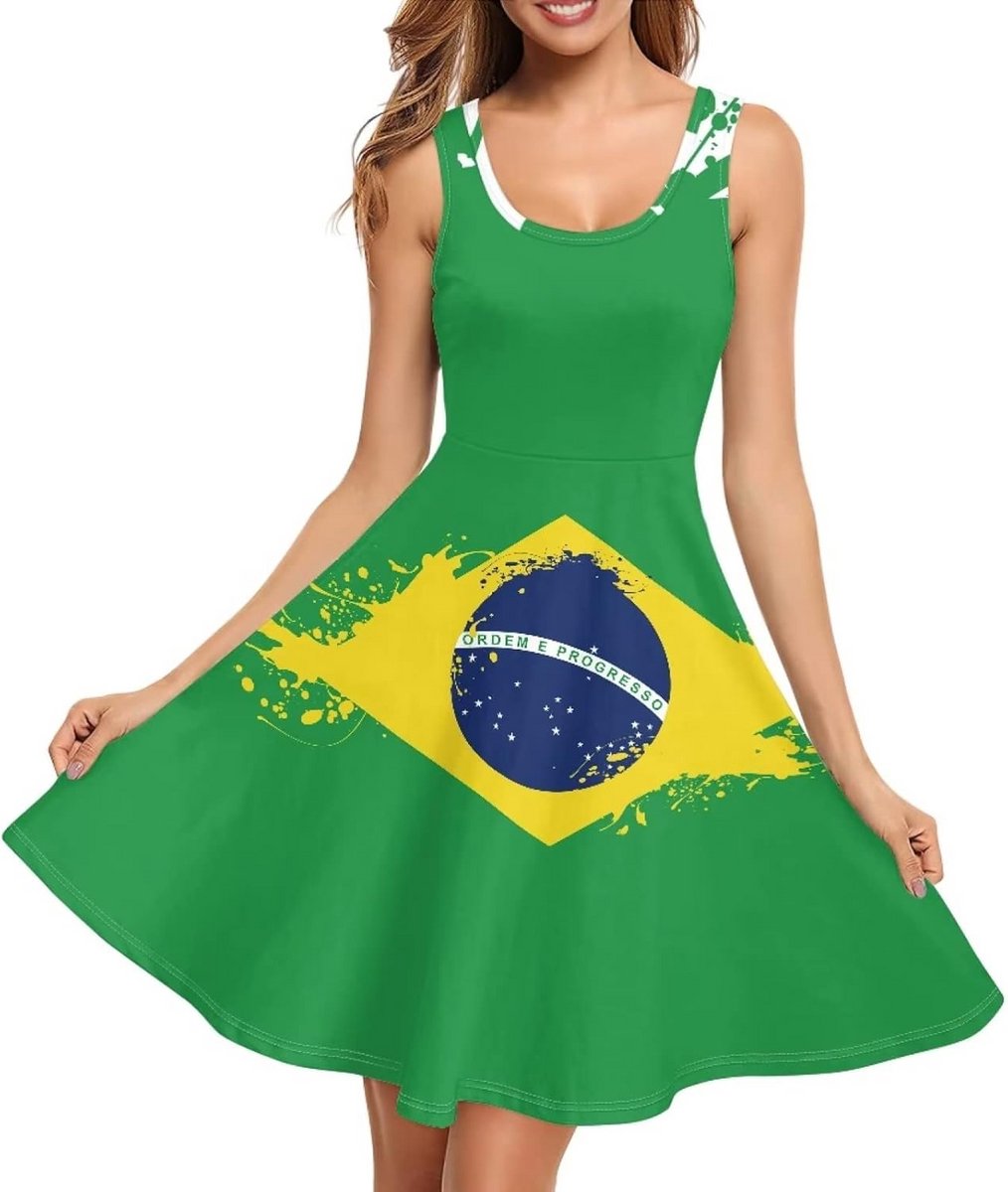 Mouwloze Zomer Zonnejurk Dames Losvallend Midi Comfortabel XS t/m 4XL