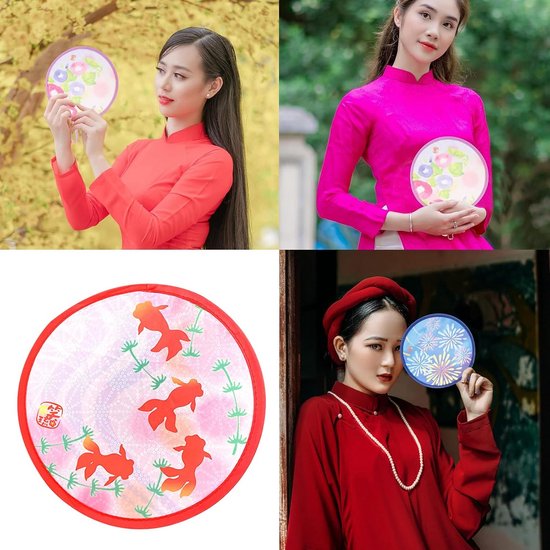 Set van 4 Opvouwbare Ronde Handwaaiers Zomer Stijl — afbeelding 4