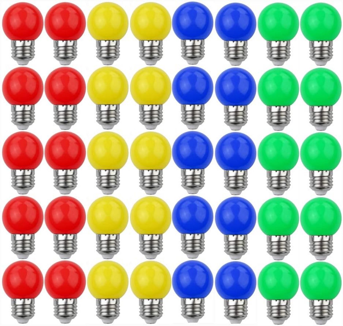 40x Gekleurde LED Lampen E27 Rood Geel Blauw Groen 3W Decoratie Verlichting