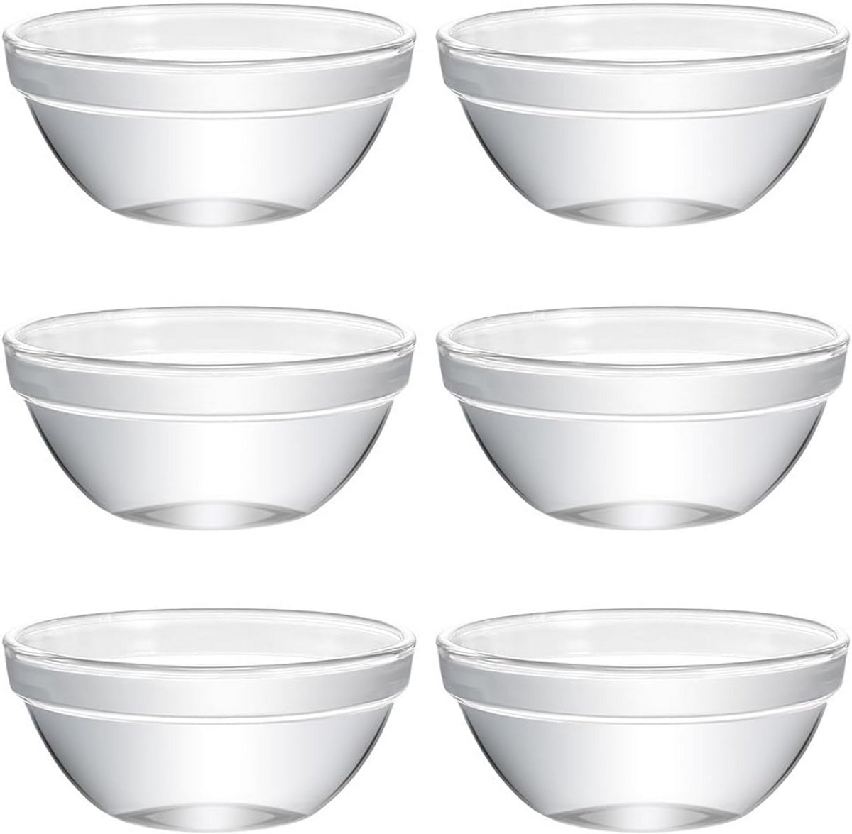 Set van 6 Kleine Glazen Dip- en Sauskommetjes - 7.5cm - Vaatwasser- en Magnetronbestendig