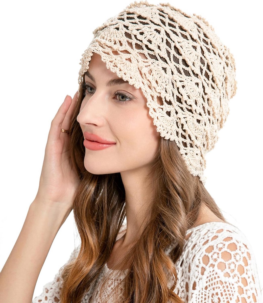 Dames Haakmuts Zomer Hoed - Handgemaakte Gebreide Slouch Beanie