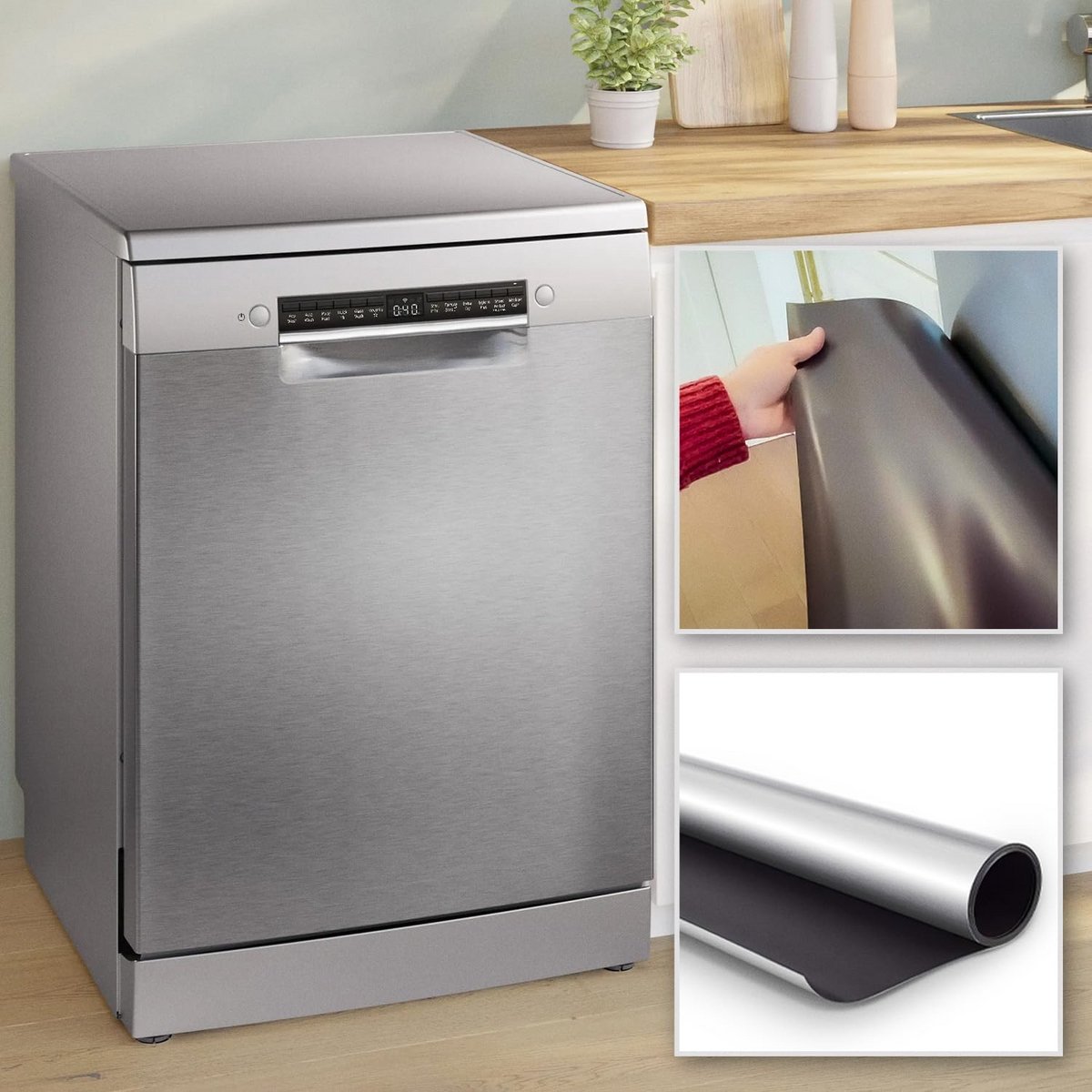 Magnetische Vaatwasser Sticker Paneel - Roestvrij Staal Look of Kleur Kiezen