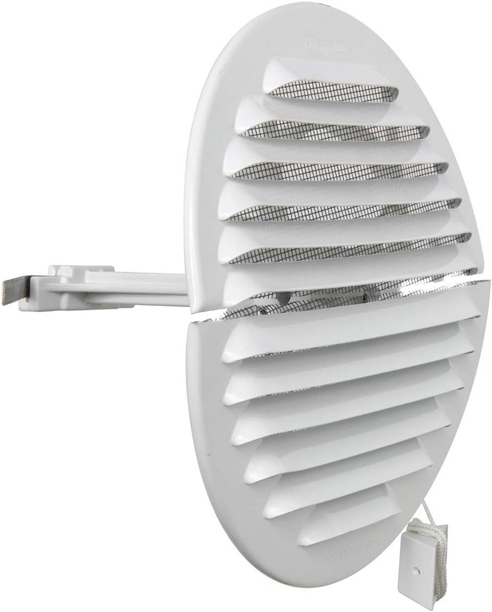 Ronde Vierkante Ventilatie Rooster Inklapbaar Aluminium Wit Met Insectenhor Diameter 150 mm
