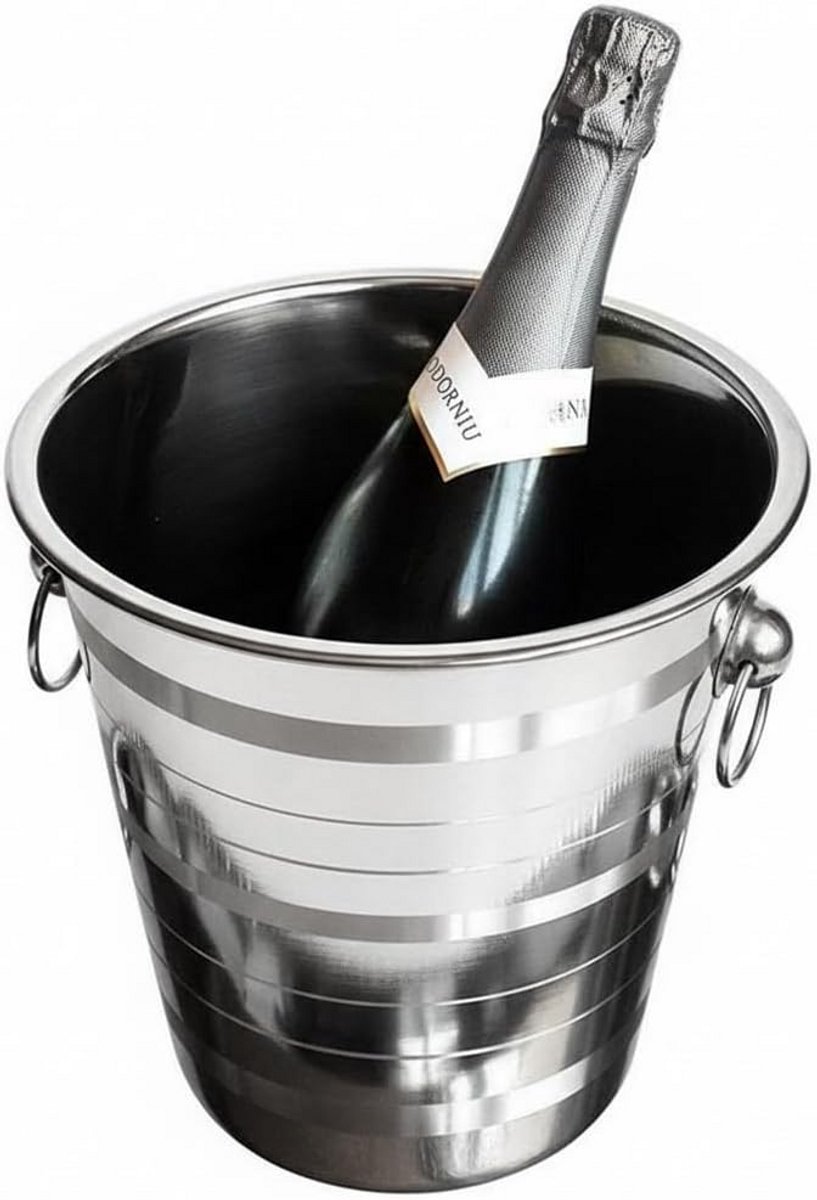 RVS Champagnekoeler met Handvatten - IJsemmer voor Wijn en Dranken - Zilver Glans - 22 cm