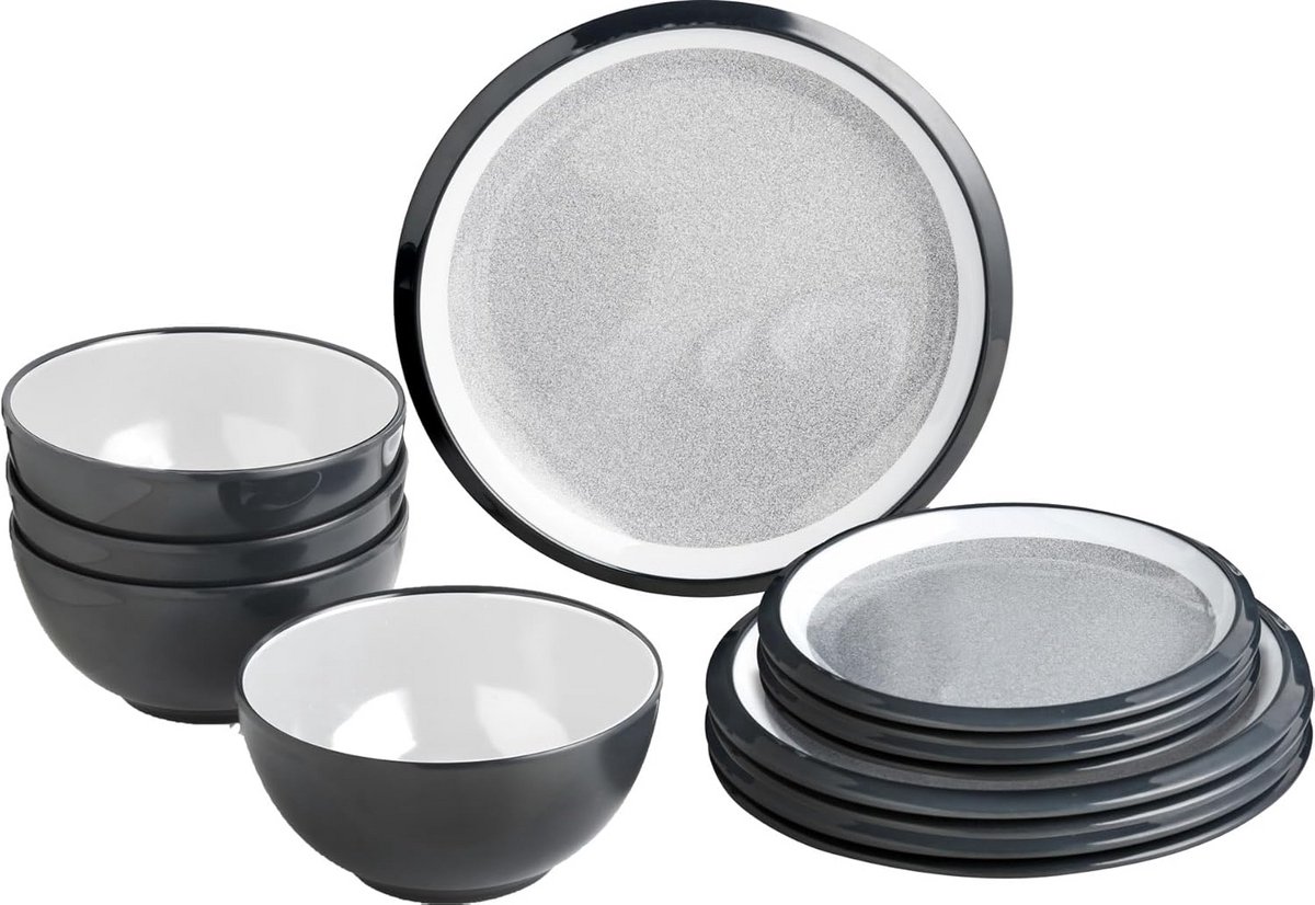 12-delig Melamine Servies Set - Stevig en Lichtgewicht Buitenservies
