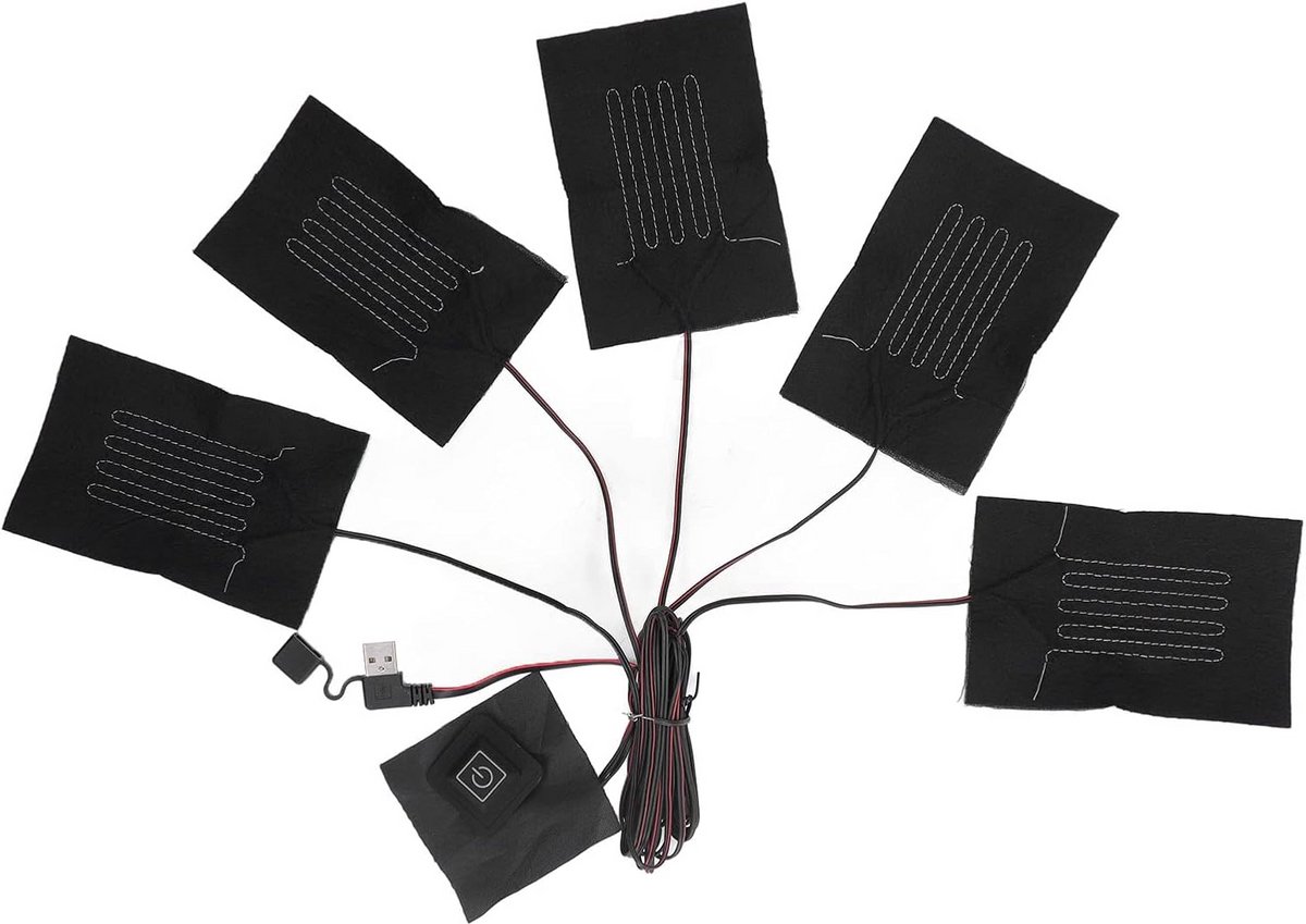 USB Elektrische Verwarmingspads Set (5-in-1) met 3 Warmtestanden - Waterdicht & Verstelbaar