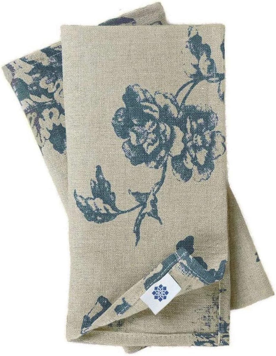 Set van 4 Linnen en Katoenen Servetten met Bloemendesign, 43x43cm