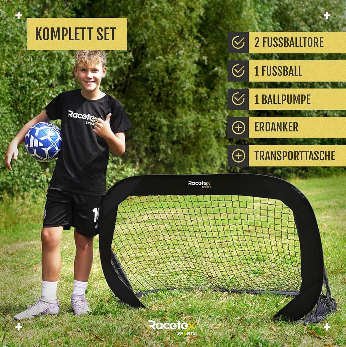 Voetbaldoelen Set van 2 voor Kinderen - Inclusief Bal, Pomp en Haringen