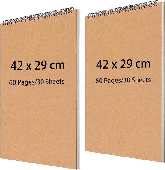 Foto: 2 pack a3 schetsboek 60 pagina s harde kaft spiraalgebonden tekenblok voor kunstenaars
