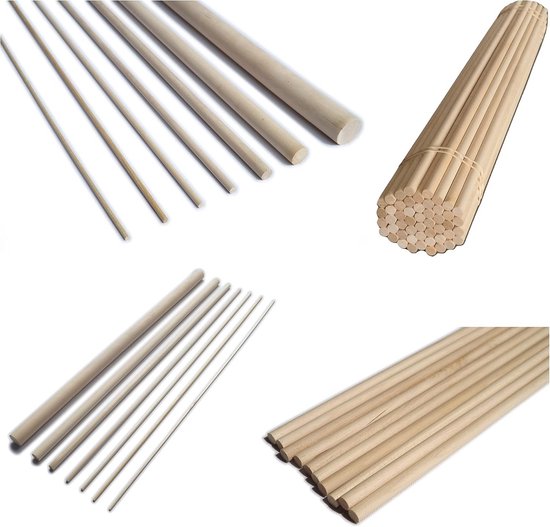 Houten stokjes om te knutselen, 50 stuks, vierkante houten stokken, 4 x 4 x 30 mm, vierkante