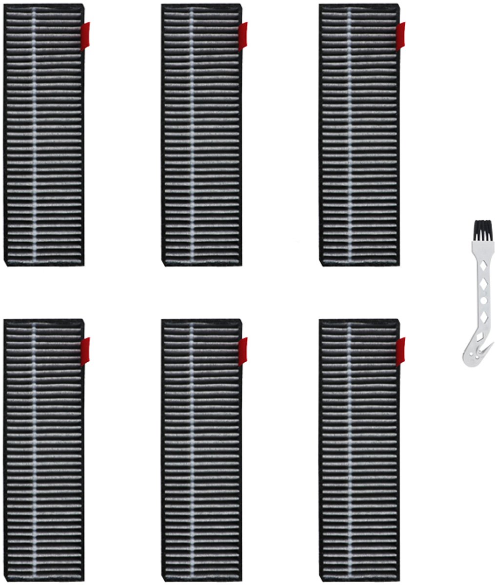 6 stuks - Filter - geschikt voor UWANT U300 & U300 MAX - Vervanging Robot Stofzuiger - met reinigingsborstel - Robotic Vacuüm Filter Onderdelen