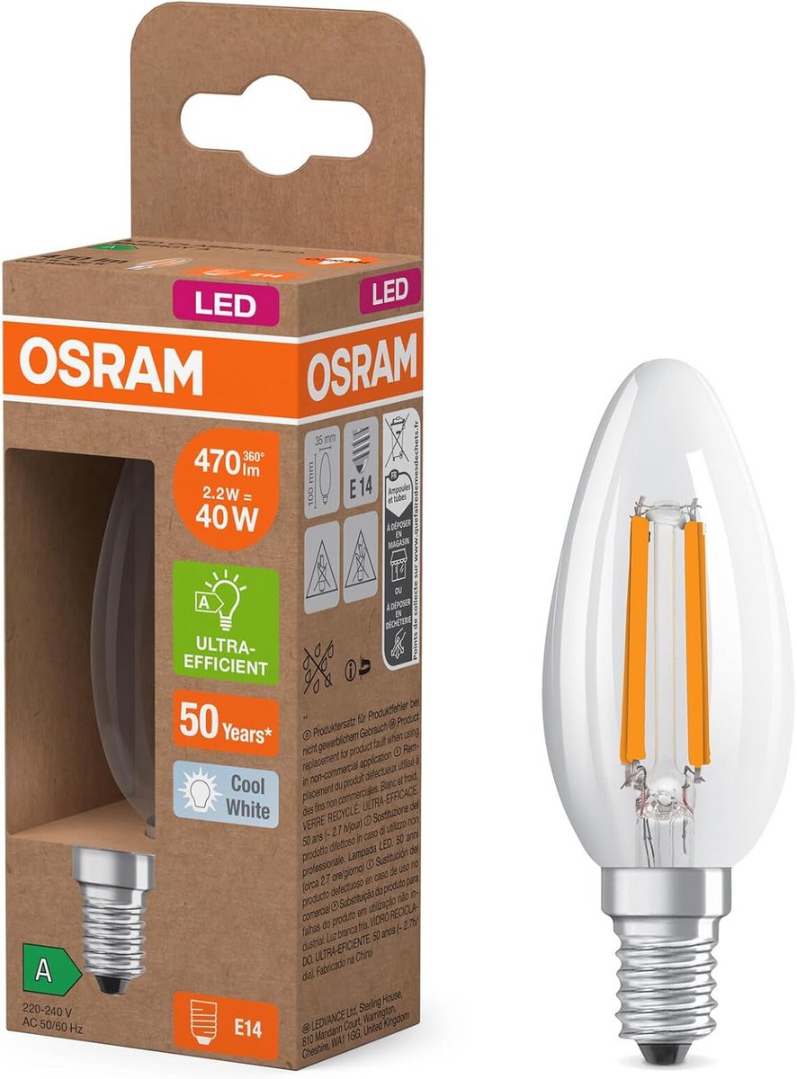 Decoratieve LED Filamentlampen E14 Warm Wit 4-pack Energiezuinig