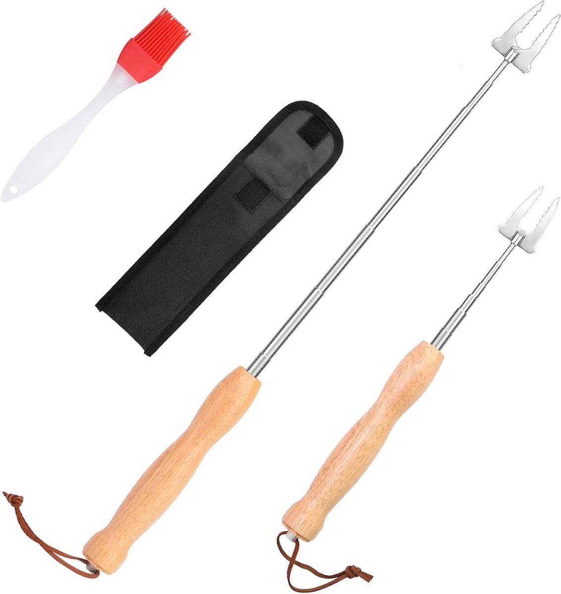 2x Telescopische Grillspiesen Roestvrij Staal - Uitschuifbaar tot 81 cm