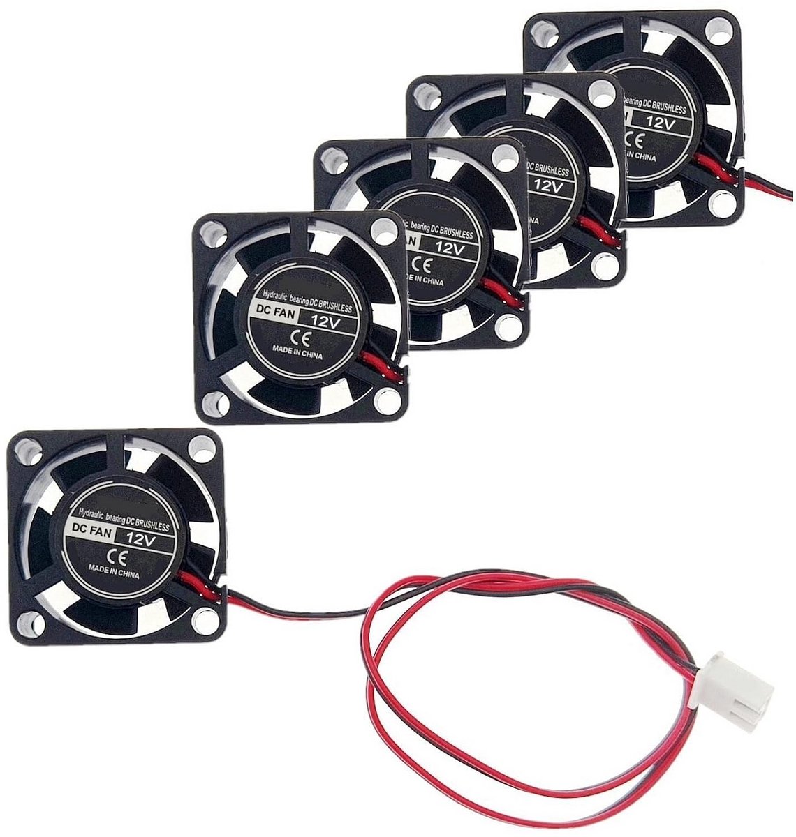 5stuks 25mm DC 12V Mini Koelventilator 2-polig voor Elektronica en DIY Koeling